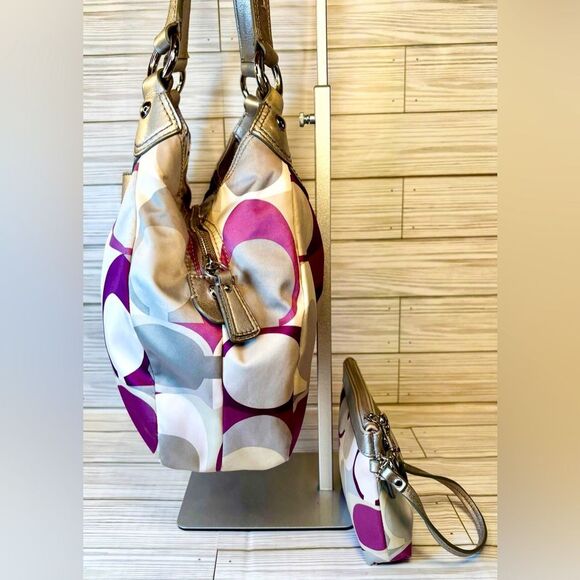 Coach Metallic Silver and Purple Shoulder Bag - Picture 3 of 13